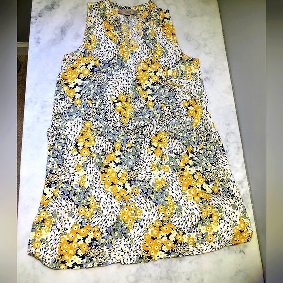 Loft Sundress / Loft Floral Print Dress / Loft Floral Swing Dress - Picture 3 of 10